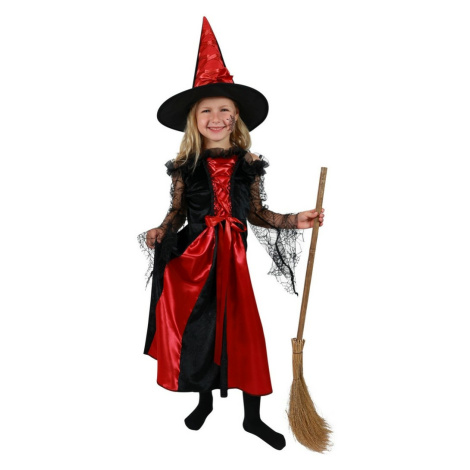 Rappa Dětský kostým Čarodějnice s kloboukem černo-červená, vel.