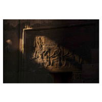 Fotografie Egyptian God and Hieroglyphics on the wall, nomadnes, 40x26.7 cm