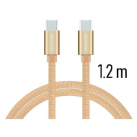 Datový kabel Swissten Textile USB-C 1,2 M, gold