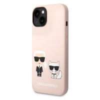 Pouzdro Karl Lagerfeld and Choupette Liquid Silicone zadní kryt pro Apple iPhone 14 PLUS Pink