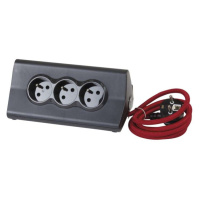 Legrand prodlužovací kabel 1,5 m / 3 zásuvky / s USB / černá-červená / PVC / 1,5 mm2