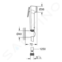 GROHE Vitalio Trigger Spray Bidetová sprška s držákem a hadicí, chrom 26175001