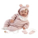 Llorens 84480 NEW BORN - realistická panenka miminko se zvuky a měkkým látkovým tělem - 44 cm