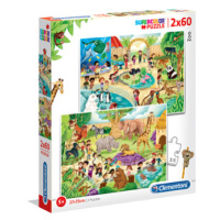 Clementoni 21603 - Puzzle Supercolor 2x60 Zoo