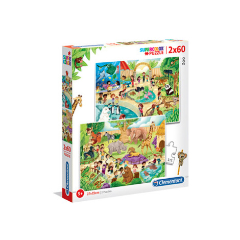 Clementoni - Puzzle Supercolor 2x60 Zoo