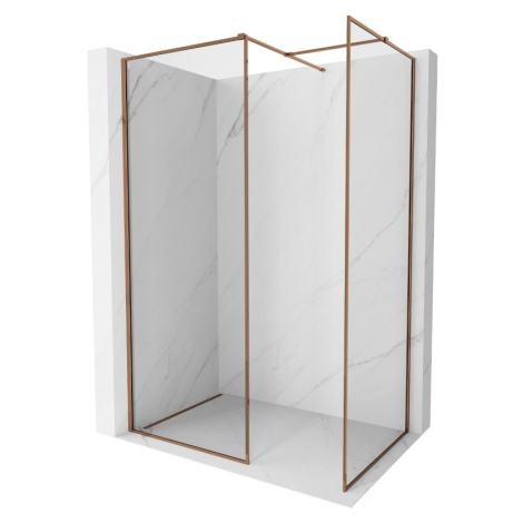 MEXEN/S Kioto-F Sprchová zástěna WALK-IN s rámem 180 x 115, transparent 8 mm, růžové zlato 800-1