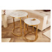 LuxD Sada kulatých odkládacích stolků Latrisha bílo-zlatá - vzor mramor