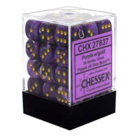 Chessex Sada 6-stěnných kostek 12mm - Fialová se zlatými tečkami (36x)