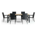 Zahradní jídelní set pro 6 osob s černou židlí Paris a stolem Thor, 210 x 90 cm