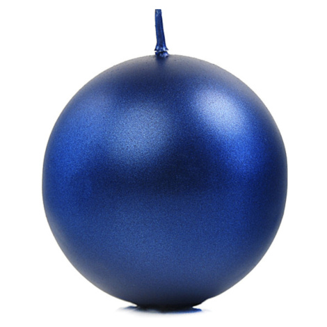 PartyDeco Svíčka - koule metalická modrá 8 cm