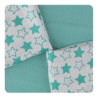 XKKO BMB Bambusové ubrousky 30 × 30 cm, Little Stars Turquoise mix 9 ks