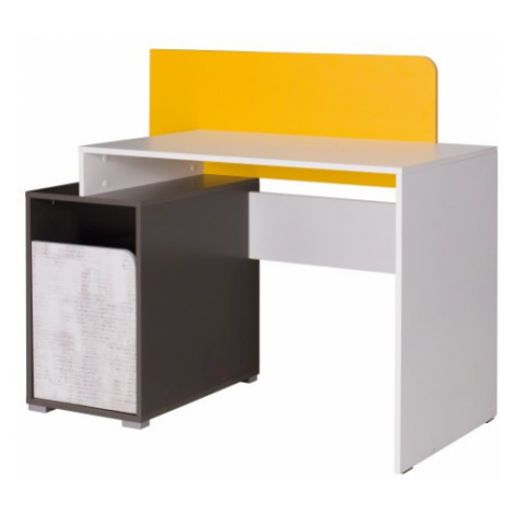 PC stůl MATEL B8 bílá / šedý grafit / enigma / žlutá Tempo Kondela