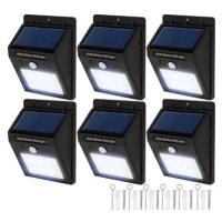 Tectake 6 Venkovních nástěnných svítidel LED integrovaný solární panel a detektor pohybu, černá