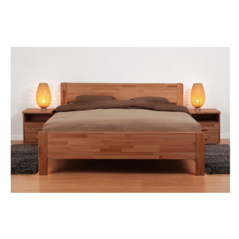 Postel BMB Sofi Masivní Buk s roštem - 140x200cm Moření: 75 - Mahagon, Rohy: Oblé, Rošt: Elektri