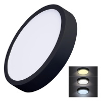 Solight LED mini panel CCT, přisazený, 24W, 1800lm, 3000K, 4000K, 6000K, kulatý, černá barva