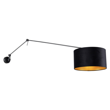 Nástěnná lampa černá s velurovým stínidlem černá 35 cm nastavitelná - Blitz QAZQA
