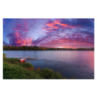 Fotografie A rowboat on the beach. Sunset, Milamai, 40 × 26.7 cm