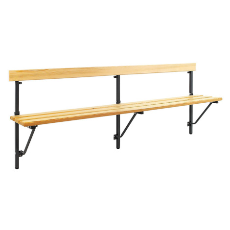Sypro Sklopná nástěnná lavice, sklopná, pevná délka 2000 mm, s dřevěnou vložkou