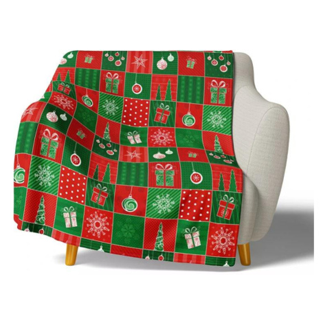 TipTrade Vánoční deka mikroplyš 150x200 cm - Vánoční patchwork