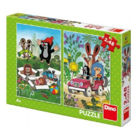 Dino Puzzle Krtek se Raduje 2x48 dílků 18x26cm v krabici 27x19x4cm