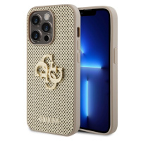 Guess PU Perforated 4G Glitter Metal Logo kryt iPhone 14 Pro zlatý