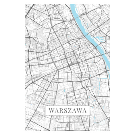 Mapa Warzsawa white, (26.7 x 40 cm)