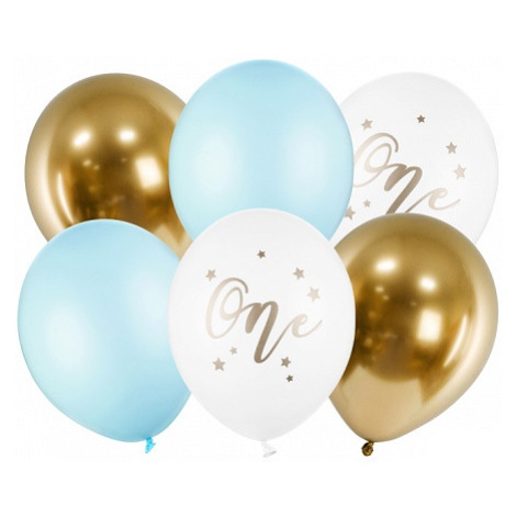 PartyDeco Latexové balóny - První narozeniny modré 6 ks