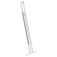Layher Hliníkový žebřík s lankem, dvoudílný, výtažný, včetně příčníku, 2 x 18 příčlí