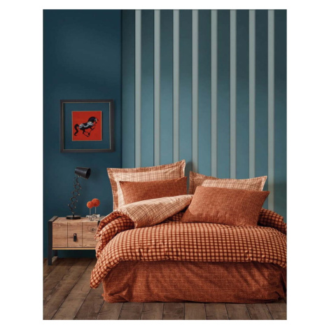 Oranžové povlečení na jednolůžko z ranforce bavlny Mijolnir Rane, 160 x 220 cm