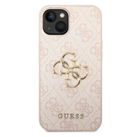 Guess PU 4G Metal Logo Zadní Kryt pro iPhone 15 Pink