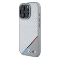 Pouzdro Bmw pro iPhone 16 Pro 6.3 šedé M Carbon Tricolor Line MagSafe