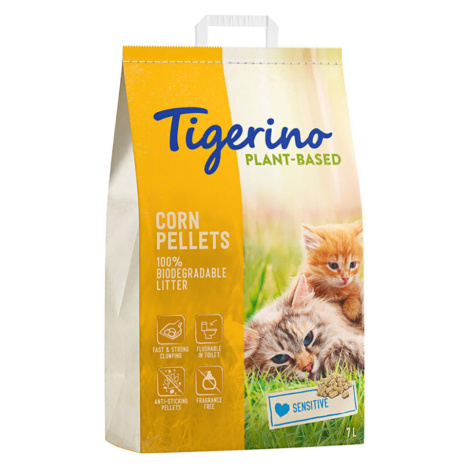 Tigerino Plant-Based kukuřičné stelivo pro citlivé kočky bez vůně - 7 l