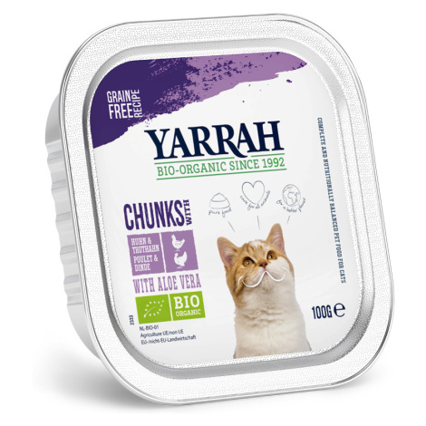 Yarrah Bio kousky v omáčce 24 x 100 g - bio kuře & bio krůta s bio aloe vera