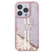 Guess PC/TPU Liquid Glitter Gold Stripe kryt iPhone 15 Pro růžový