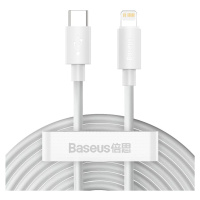 Kabel Baseus Simple Wisdom Data Cable Kit USB-C to Lightning 1.5m White (6953156230323)