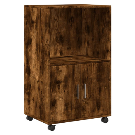 vidaXL Skříňka na kolečkách kouřový dub 55x40x91 cm kompozitní dřevo