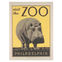 Obrazová reprodukce Vintage Philadelphia Zoo Poster (Featuring a Hippo), 30x40 cm