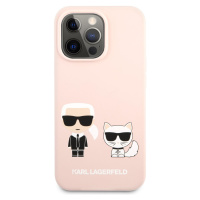 Silikonové pouzdro Karl Lagerfeld and Choupette Liquid KLHCP13LSSKCI pro Apple iPhone 13 Pro, rů