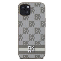 DKNY PU Leather Checkered Pattern and Stripe Zadní Kryt pro iPhone 13 Beige