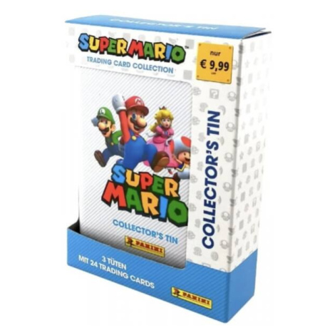 Super Mario plechovka se 3 balíčky karet - bílá Panini