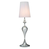 Estila Glamour stojací lampa Lucie s tvarovanou chromovou podstavou ve stříbrné barvě a bílým ku