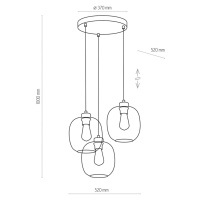 TK Lighting Závěsné svítidlo Elio, sklo, modrá/čirá/šedá, třísvětelné, kulaté