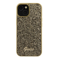 Zadní kryt Guess PU Square Mirror Script Logo pro Apple iPhone 15, zlatá