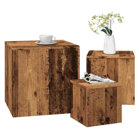 vidaXL Odkládací stolky 3 ks old wood kompozitní dřevo