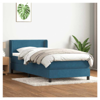 vidaXL Box spring postel s matrací tmavě modrá 80x220 cm samet