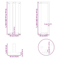 vidaXL Nohy konzolové stolku ve tvaru T 2 ks bílé 38x25x(72-73) cm