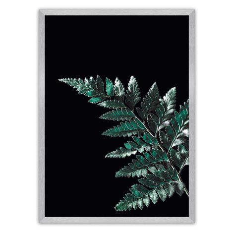 Dekoria Plakát Dark Fern Leaf, 21 x  30 cm, Volba rámku: Stříbrný