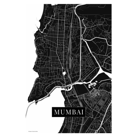 Mapa Bombaj black, 26.7 × 40 cm