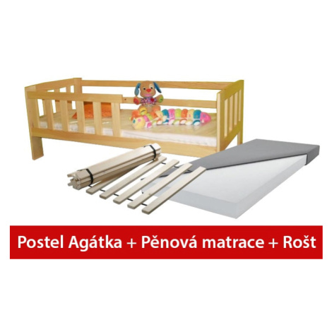 Maxi-drew Postel AGÁTKA 70 x 160 cm + pěnová matrace + rošt dekor