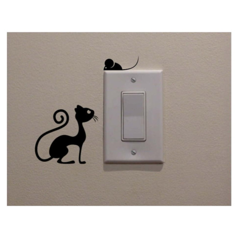 Dekorativní samolepka Cat & Mouse, výška 11 cm Evila Originals